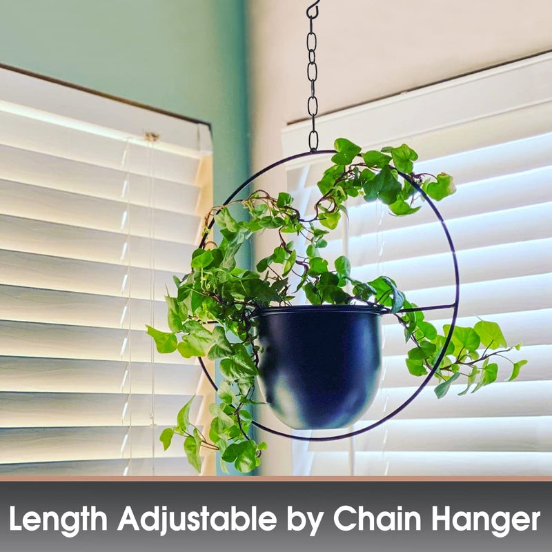 Shineloha 2 Pack Hanging Planters for Indoor Plants with 5.5" Pot + Ceiling Hook + Extender Chain | Hanging Plant Holder, Metal Minimalist Planter, NO Plant incld - Image 2